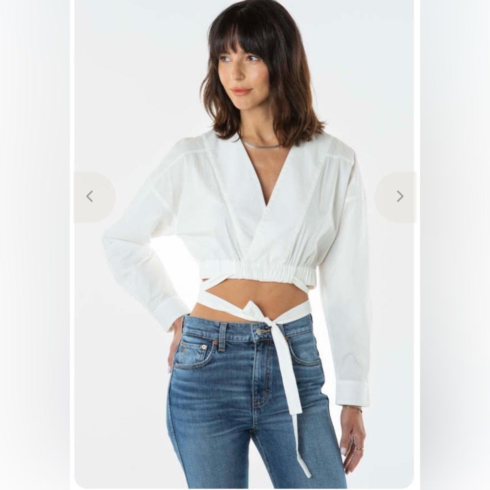 Etica April Surplice Top Wrap Blouse in Cloud White Size Small